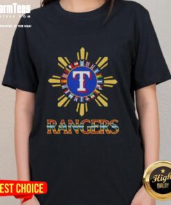 Official 2025 Texas Rangers Baseball X Hispanic Ladies Tee featuring team logo and stylish design for fans.