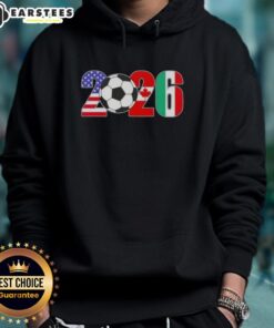 Official 2026 International Soccer Tournament Flags Hoodie showcasing vibrant tournament flags and stylish design.