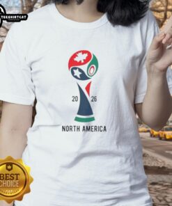 Official 2026 International Soccer Tournament North America Ladies Tee showcasing vibrant design and tournament branding.