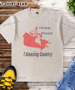 Official 3 Territories, 10 Provinces, 1 Amazing Country washed t-shirt showcasing a vibrant design and comfortable fit.