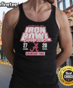 Official Alabama Crimson Tide 27-20 Auburn Tigers Iron Bowl Champions tank top, celebrating the November 29, 2025 victory.