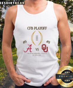 Official Alabama Crimson Tide vs Oklahoma Sooners 2025 College Football Playoff matchup tank top design for fans.