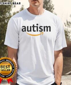 Official Autism X Amazon Parody Logo T-Shirt featuring a playful design blending autism awareness and Amazon branding.