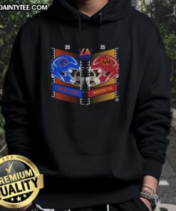 Alt Text: Boise State Broncos vs Washington Huskies 2025 Bucked Up LA Bowl helmet hoodie design showcasing team logos.