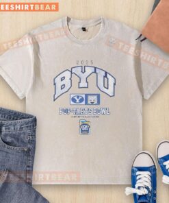 Alt Text: Official BYU Cougars 2025 Pop-Tarts Bowl washed t-shirt featuring team logo and vibrant colors for fans.