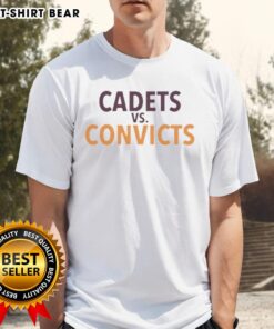 Official Cadets Vs Convicts T-Shirt featuring bold graphics and vibrant colors for fans of the iconic rivalry.