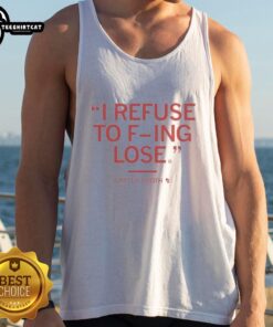 Official Carter Booth II 'Refuse To F-ing Lose' tank top featuring bold text design on a stylish black background.