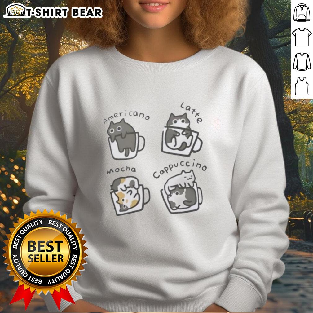 Official Cat Puccino Coffee Cats Cute Sweatshirt Cute sweatshirt featuring an official Cat-Puccino design with playful cats enjoying coffee, perfect for feline lovers.