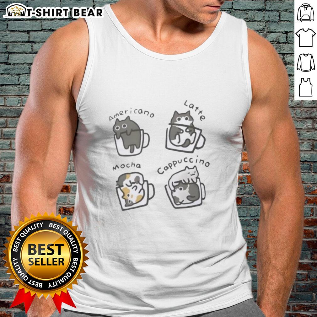 Official Cat Puccino Coffee Cats Cute Tank Top Cute tank top featuring adorable cats and a cat-puccino coffee design, perfect for cat lovers and cozy style enthusiasts.