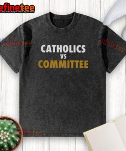 Official Catholics vs. Notre Dame Fighting Irish football washed t-shirt featuring team colors and logo for fans.