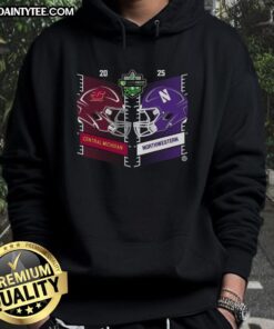 Official Central Michigan Chippewas vs Northwestern Wildcats hoodie, showcasing team logos and vibrant colors for fans.