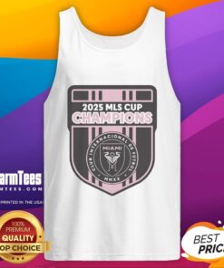 Official CF 2025 MLS Champions Inter Miami logo tank top featuring vibrant team colors and design.