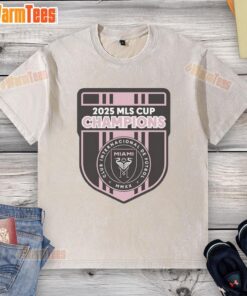 Official CF 2025 MLS Champions Inter Miami logo washed t-shirt, featuring a stylish design for fans and supporters.
