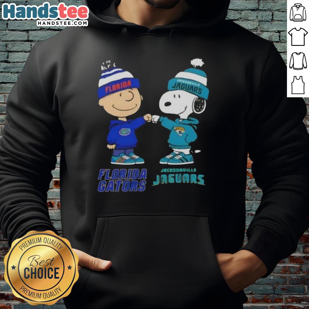 official-charlie-brown-fist-bump-snoopy-florida-gators-x-jacksonville-jaguars-hoodie Official Charlie Brown fist bump hoodie featuring Snoopy, Florida Gators, and Jacksonville Jaguars logo design.