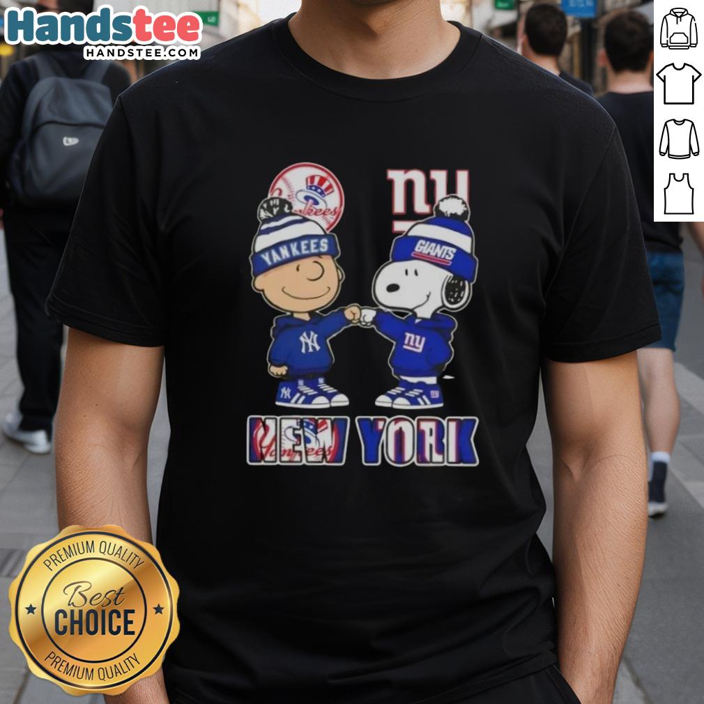 official-charlie-brown-fist-bump-snoopy-new-york-city-sports-yankees-x-giants-skyline-t-shirt Official Charlie Brown fist bump with Snoopy NYC skyline, showcasing Yankees and Giants sports on a trendy t-shirt.