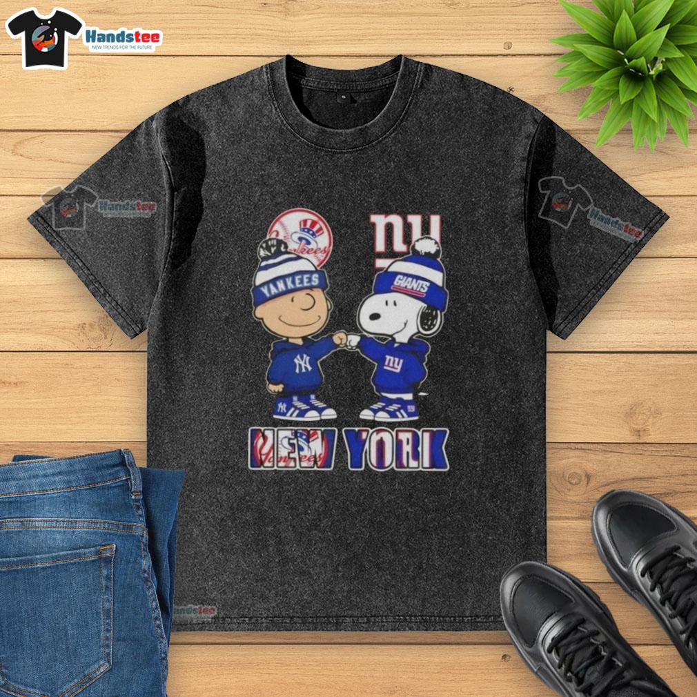 official-charlie-brown-fist-bump-snoopy-new-york-city-sports-yankees-x-giants-skyline-washed-t-shirt Alt Text: Official Charlie Brown fist bump with Snoopy in NYC sports Yankees Giants skyline on a washed t-shirt.