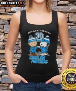 Official Charlie Brown X Snoopy 30th Anniversary 1995-2025 Carolina Panthers skyline tank top design