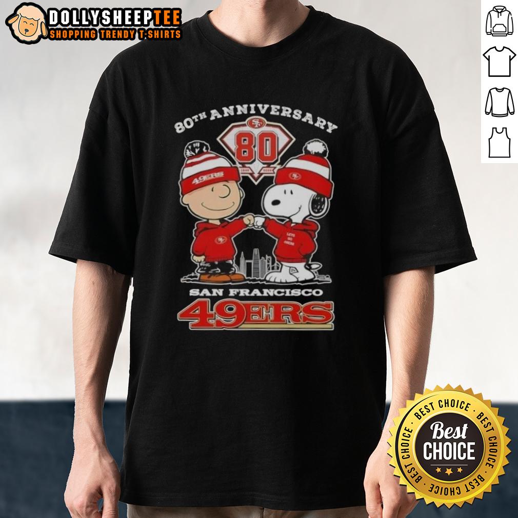 Official Charlie Brown X Snoopy 80th Anniversary 1946 2026 San Francisco 49ers Skyline T-Shirt Official Charlie Brown X Snoopy 80th Anniversary T-Shirt featuring San Francisco 49ers skyline design, 1946-2026.