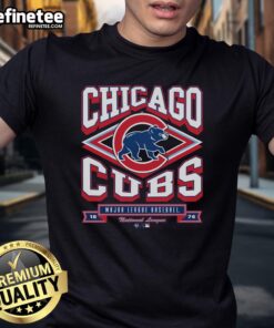 Official Chicago Cubs Heater T-Shirt in blue with team logo, perfect for fans supporting the Chicago Cubs.