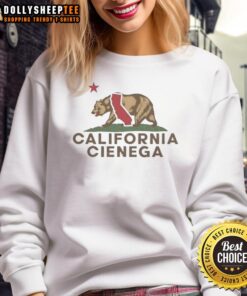 Vintage sweatshirt featuring California Bear and wordplay design for Cienega High School, California style.