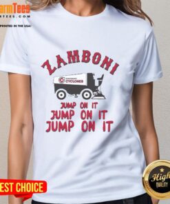 Official Cincinnati Cyclones Zamboni Ladies Tee featuring vibrant team colors and logo for stylish game day wear.