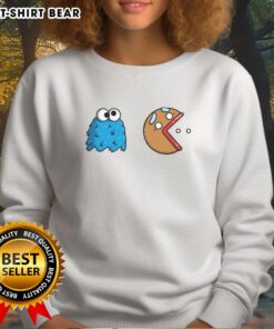 Official Cookie Monster Cookie Man Pacman sweatshirt featuring vibrant graphics and cozy design for fans of the classic character.