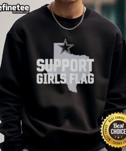 Alt Text: Official Dallas Cowboys Support Girls Flag Sweatshirt featuring team colors and logo, perfect for fans and game day.