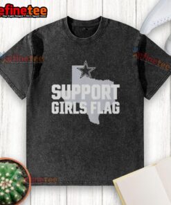 Alt Text: Official Dallas Cowboys Support Girls Flag Washed T-Shirt in vibrant blue, perfect for fans and casual wear.