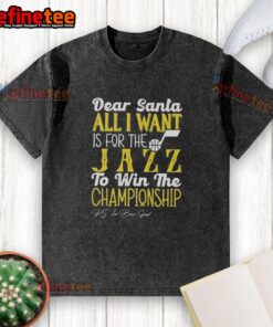 Official Dear Santa T-shirt expressing desire for Utah Jazz to win the championship, stylish and comfortable design.