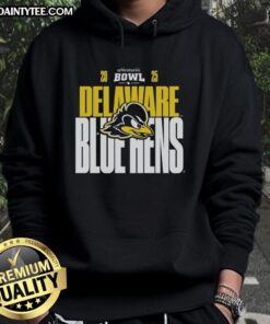 Alt Text: Official Delaware Blue Hens 2025 Ventures Bowl hoodie in blue, showcasing team logo and stylish design for fans.