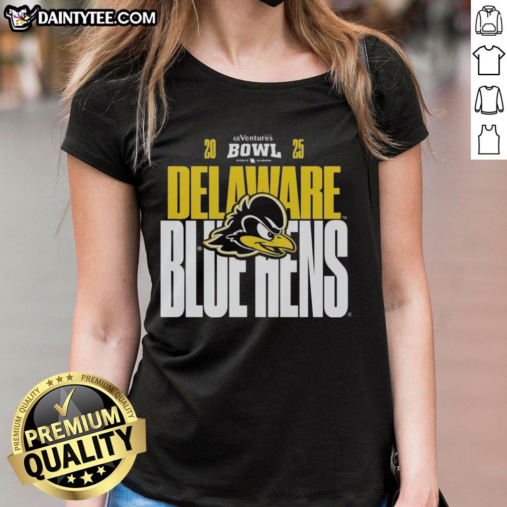 official-delaware-blue-hens-2025-68-ventures-bowl-ladies-tee Official Delaware Blue Hens 2025 Ventures Bowl ladies tee featuring team logo and vibrant colors for female fans.