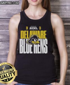 Official Delaware Blue Hens 2025 Ventures Bowl tank top featuring team logo and vibrant colors for ultimate fan style.