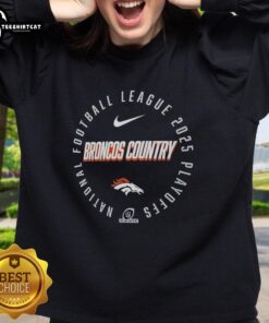 Official Denver Broncos 2025 Playoff Participant highlight receiver sweatshirt in team colors, perfect for fans.