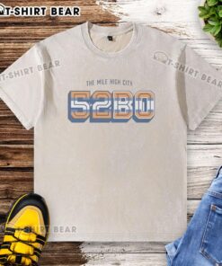 Alt Text: Official Denver Broncos The Mile High City 5280 washed t-shirt in navy blue, perfect for fans and game day attire.