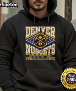 Official Denver Nuggets heater hoodie in team colors, showcasing the logo and stylish design for fans and players.