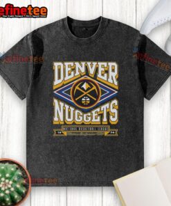 Official Denver Nuggets Heater Washed T-Shirt featuring team logo, perfect for fans and casual wear.