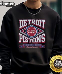 Official Detroit Pistons heater sweatshirt featuring team colors and logo, perfect for fans and cold weather wear.