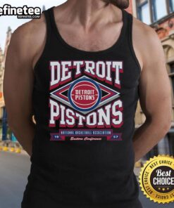 Alt Text: Official Detroit Pistons Heater Tank Top featuring team colors and logo, perfect for summer sports fans.