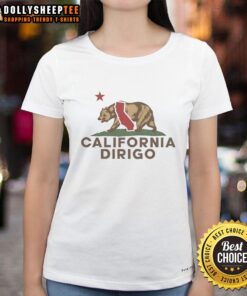 Vintage ladies tee featuring the Dirigo California Bear and California Republic wordplay design in stylish graphics.