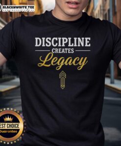Minimalist motivational T-shirt featuring 'Official Discipline Creates Legacy' design, perfect for inspiration and style.