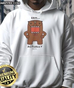Official Domo Kun Erm Actually Monster Cartoon Hoodie featuring a vibrant design of the iconic character.