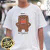 Alt Text: Official Domo-Kun Erm Actually Monster Cartoon T-Shirt featuring a colorful Domo-Kun design on a stylish black tee.