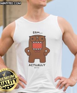 Official Domo Kun Erm Actually Monster Cartoon Tank Top featuring a vibrant Domo Kun design, perfect for casual wear.