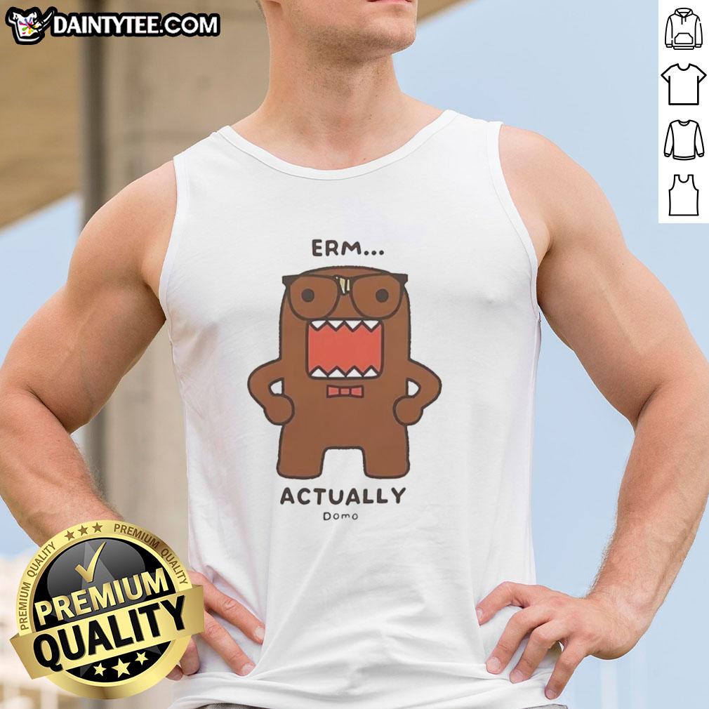 official-domo-kun-erm-actually-monster-cartoon-tank-top Official Domo Kun Erm Actually Monster Cartoon Tank Top featuring a vibrant Domo Kun design, perfect for casual wear.