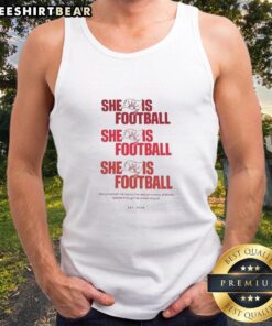 Alt Text: Official Emeka Egbuka Tampa Bay Buccaneers She Is Football Est 2025 tank top, showcasing team spirit and style.