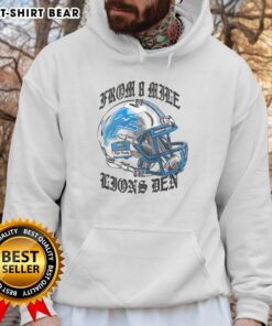 Official Eminem X Detroit Lions helmet hoodie featuring a stylish design for fans of music and football.