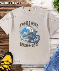 Alt Text: Official Eminem X Detroit Lions helmet washed t-shirt featuring a stylish design for fans and collectors.