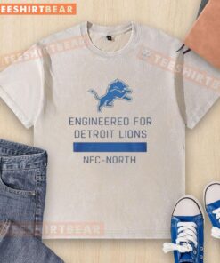 Official Engineered for Detroit Lions NFC North washed t-shirt in navy, featuring team logo and comfortable fit.