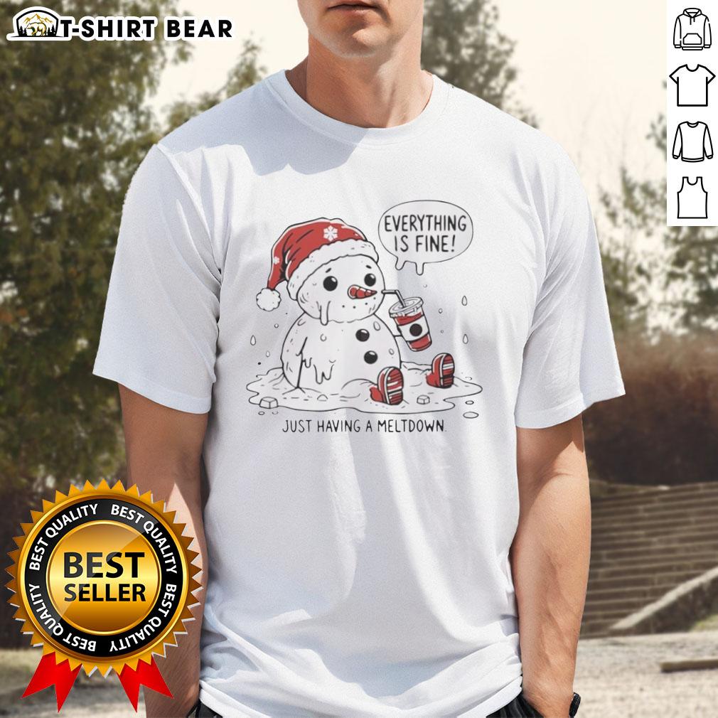 Official Everything Is Fine Meltdown Christmas T Shirt Alt Text: Official Everything Is Fine Meltdown Christmas T-Shirt featuring a humorous design perfect for holiday celebrations.