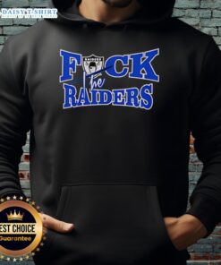 Official Fck The Raiders Hoodie in black with bold white lettering, perfect for passionate fans and game day attire.